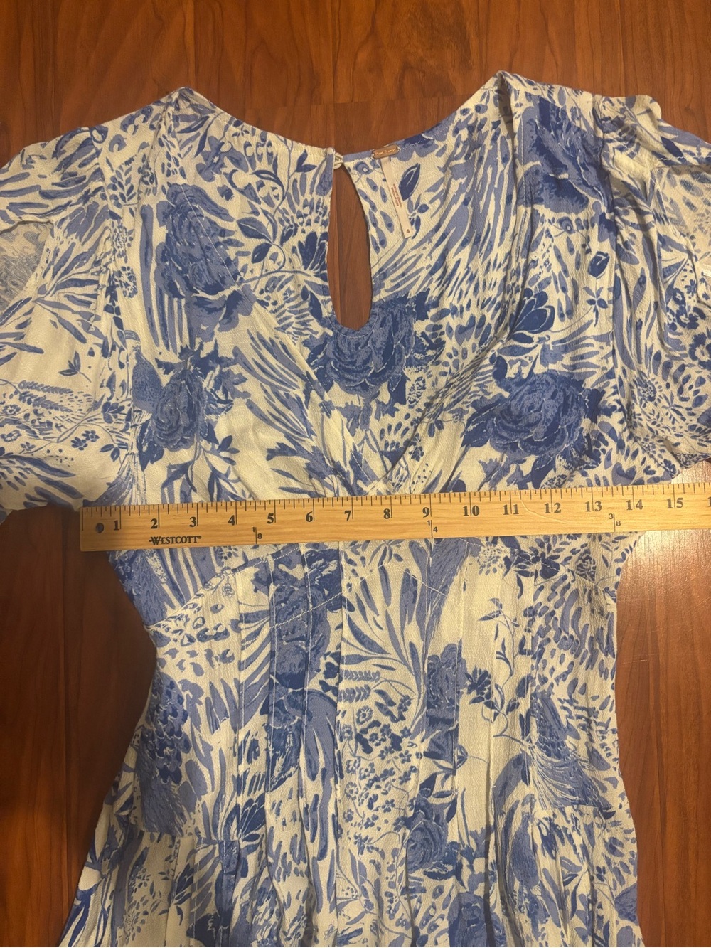 Free People Forever Always Dress Coquette White Blue Floral Midi Dress Womens 4 - Picture 4 of 9